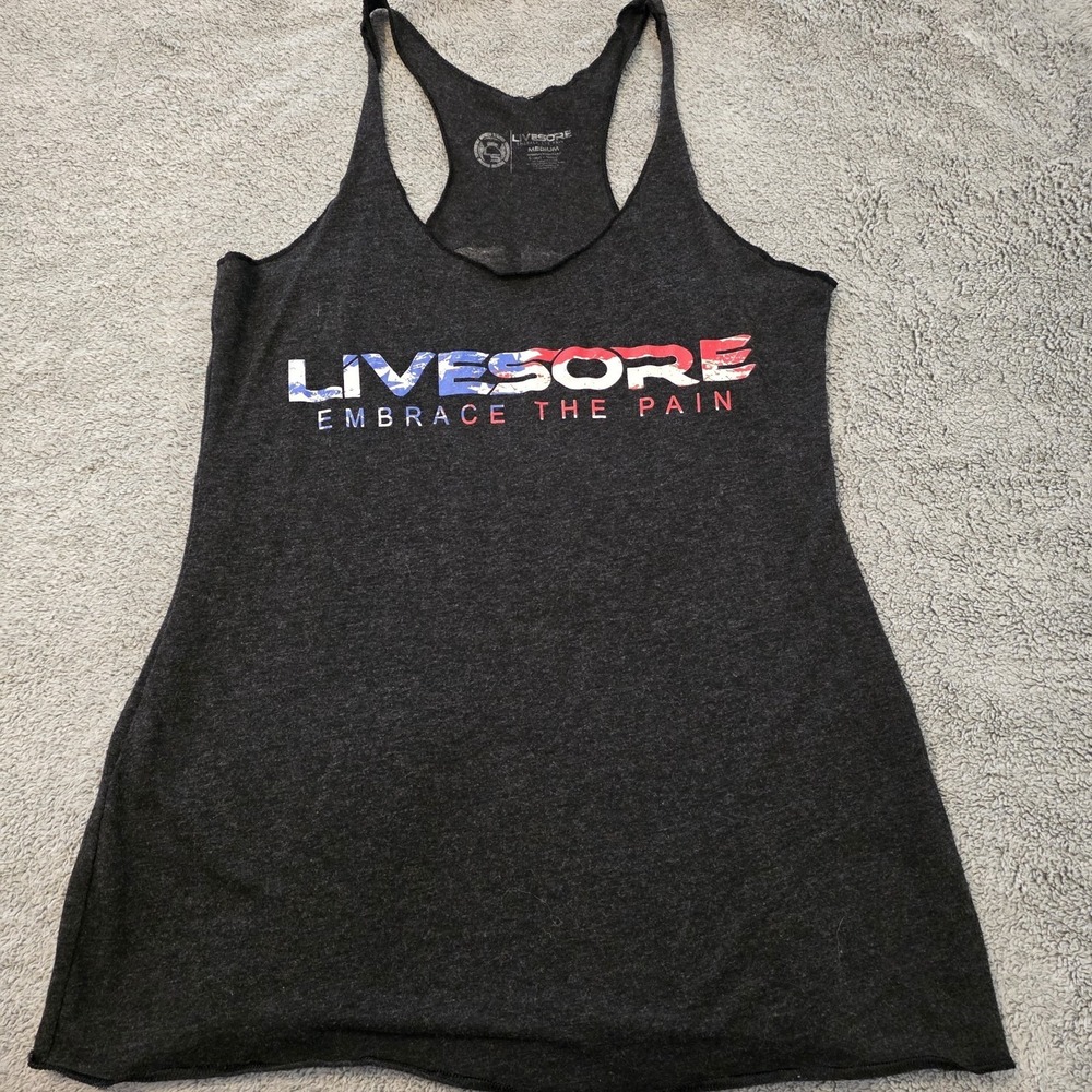 Livesore Women's Gray Medium Girl Gang Athletic Gym‎ Weightlifting Tank Top
